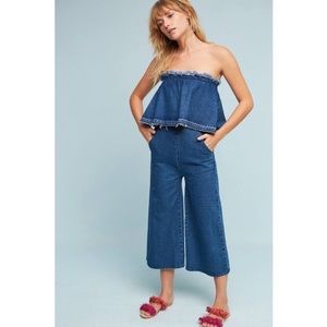 Anthro Hei Hei Denim Ruffle Jumpsuit (runs big)